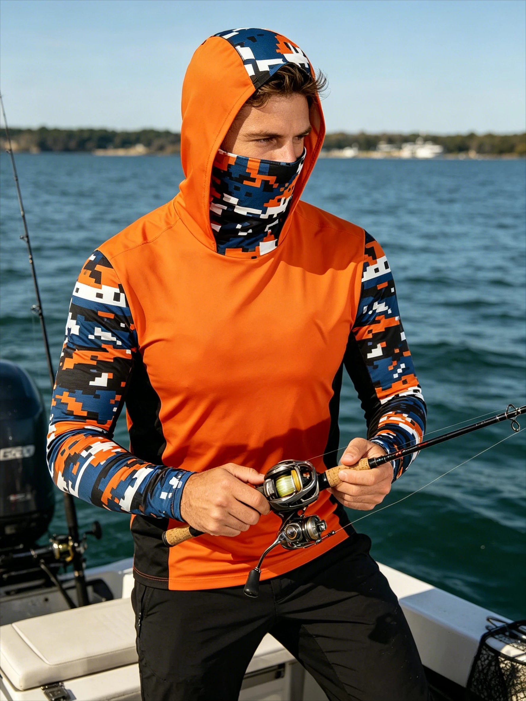 

2026Long Sleeve Fishing Shirts Men Sun Protection Hoodie Mask All-in-one Fishing Clothing Hunting Camping Angling T-shirt