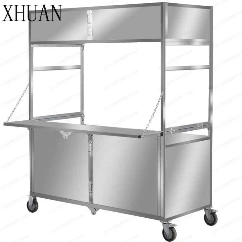 Stainless steel Internet celebrity folding snack commercial night market mobile stall outdoor cart foldable multi-function