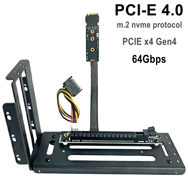 

PCIE 4.0 x16 Riser M2 M.2 NVMe KeyM to PCI-E x4 Adapter Graphics Card Gen4 4P SATA Power GPU Holder Riser Extender Jumper es CPU