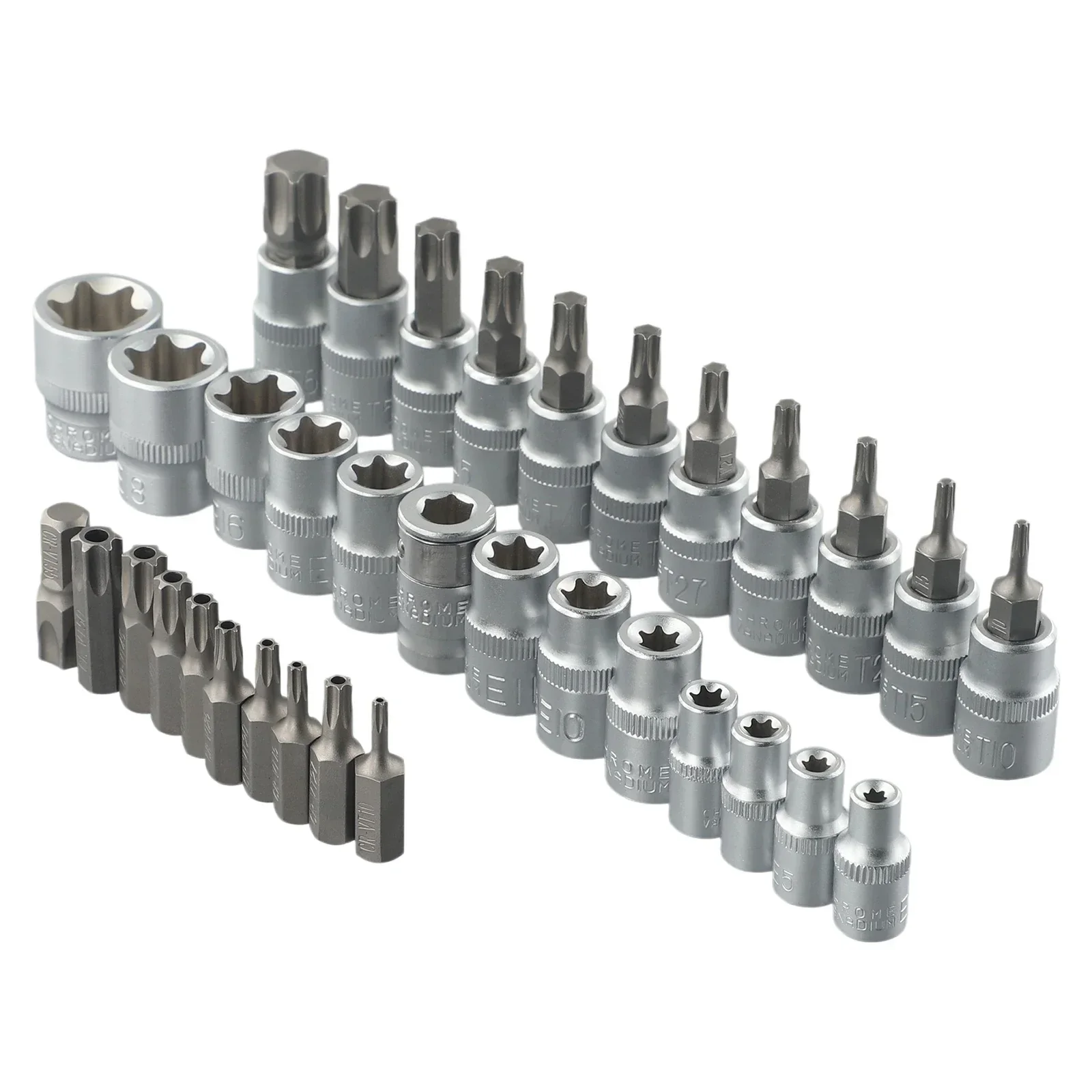 Bits Drive Tool Bits Socket Bits Attachments 34pcs/set High Quality Male/ Female Sockets Star Head Batch Socket