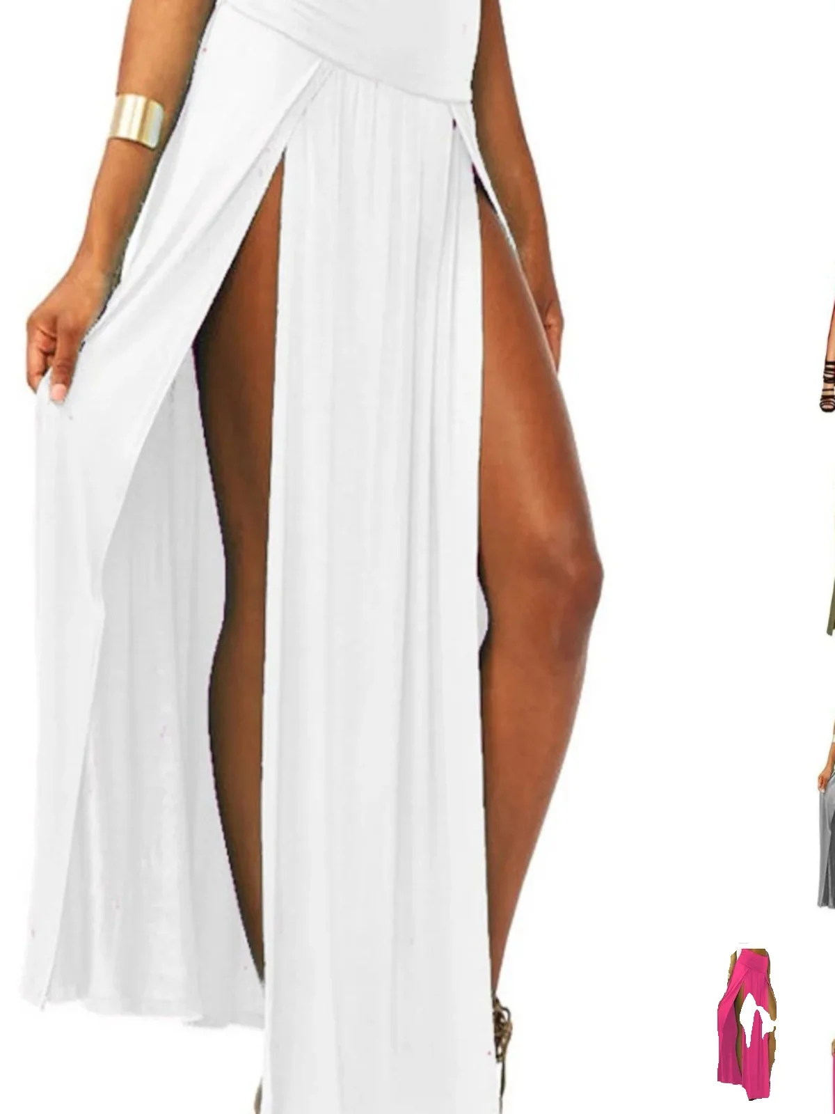 تنورة مفتوحة بطول الأرض بخصر عالٍ من Street Sle، لون طويل Dr لموسم الربيع للنساء الشابات، رفيع عادي #1