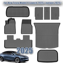 For New Tesla Model Y Launch 2025+ Juniper 2025+ TPE Floor Mats & Cargo Liner, All Weather Trunk Mats Floor Liner Backrest Mats