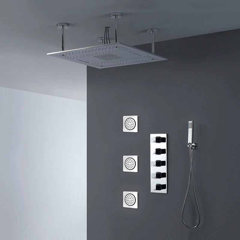 Hot Sale in Wall Bathroom Thermostatic Fittings Ceiling Rain Shower Head Brass Hand Shower Jet Shower