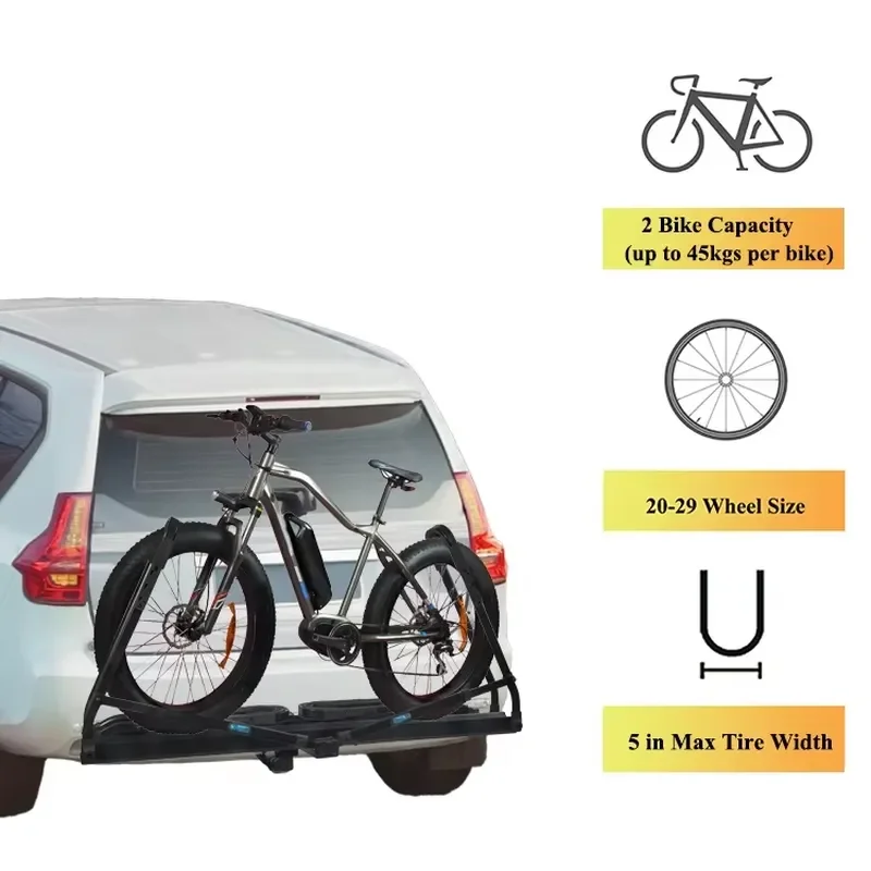 

ODM Factory Detachable Portable E-bike Fat Tire Car Bike Rear Racks for Ebike 2-Bike Hitch Mount Rack
