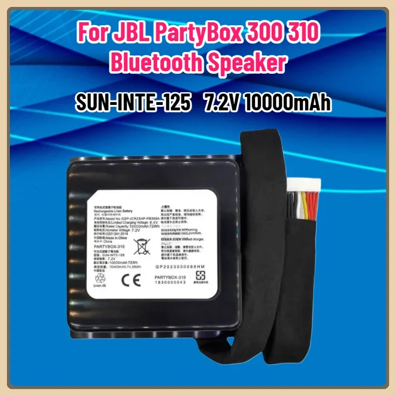 7.2V 10000mAh SUN-INTE-125  Battery For JBL PartyBox 300 310 Bluetooth Speaker Battery GSP-ICR2S4P-PB350A