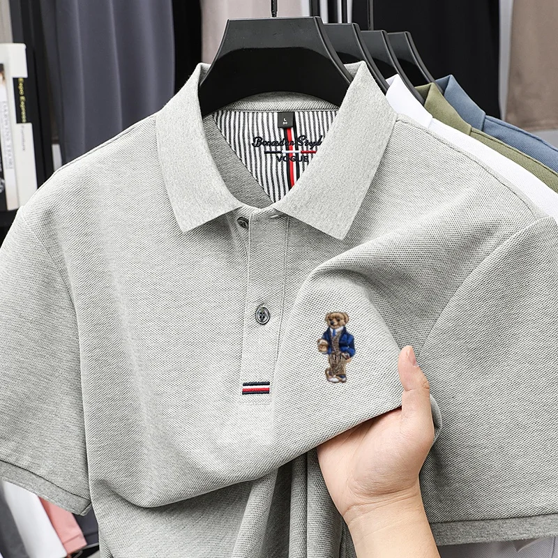 

100% cotton luxury custom Tshirt summer new men's short sleeve comfortable breathable polo shirt exquisite brand embroidered top