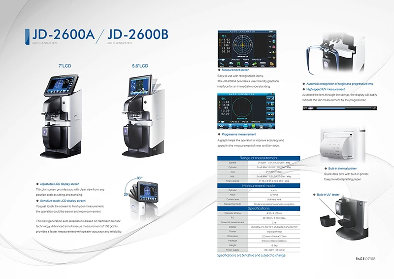 Lensmètre automatique lunettes optique Auto lentille compteur numérique lensomètre 5.6 pouces écran tactile optique Machine JD-2600B