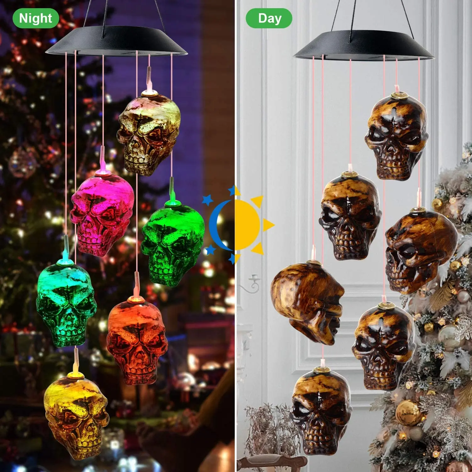 Skeleton Skull Wind Chimes Solar Wind Chimes Kids Gifts Decoration Outdoor Gift Garden Decoration Holiday Lights