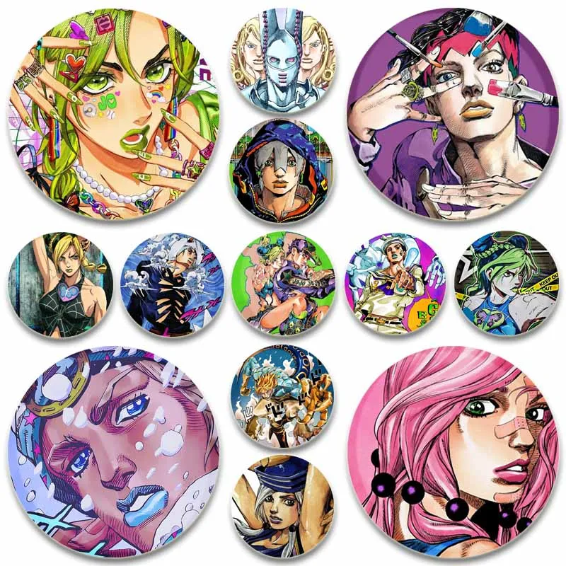 Anime Jojo's Bizarre Adventure Brooch JOLYNE CUJOH FF Kujo Jotaro Pin Cartoon Cosplay Badge for Clothes Backpack Decoration Gift