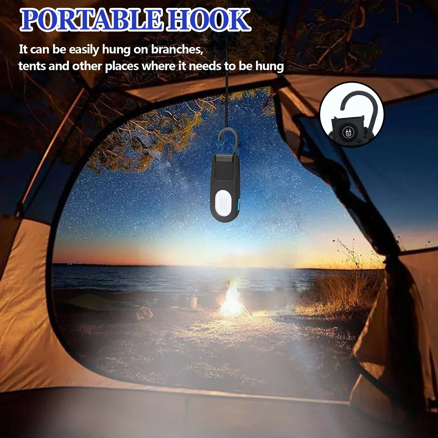 COB LED Work Light Portable Flashlight Auto Repair Lights Torch Lantern with Tail Magnet Hook
