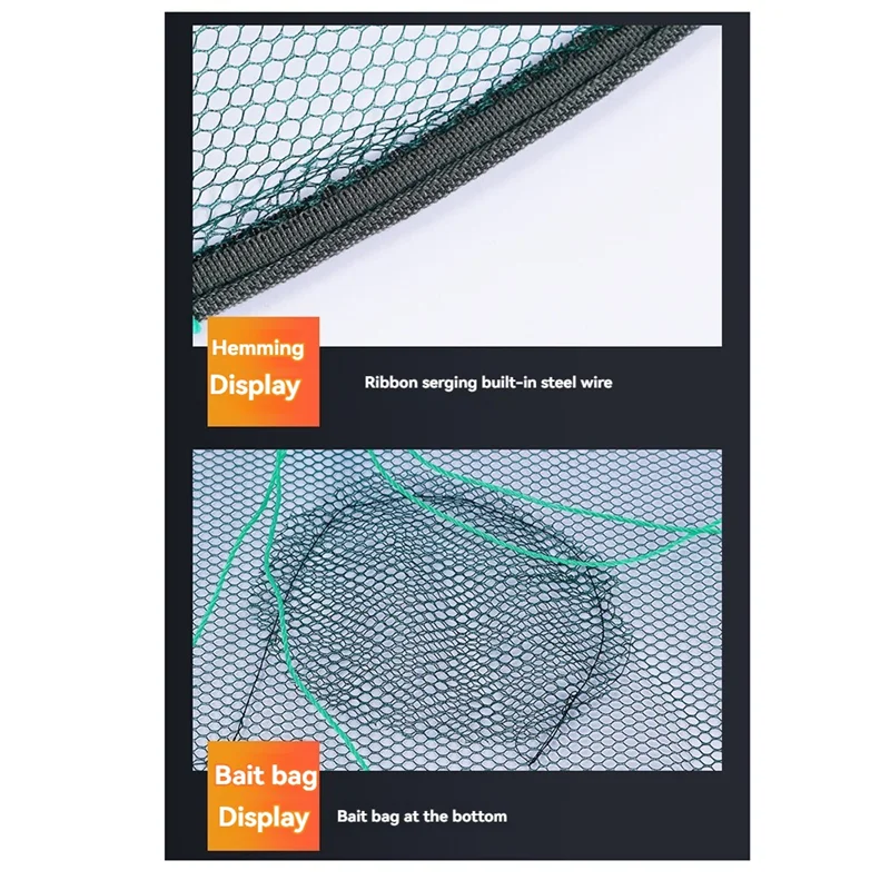 A06F-المحمولة طوي الصيد صافي اليد صافي مع حبل الصيد لصيد الأسماك السرطانات جراد البحر الصيد الملحقات #1