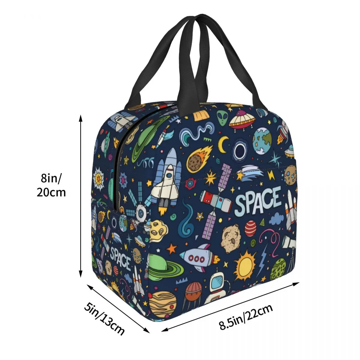 Space Universe Sun Planet Lunch Bag Cooler Warm Insulated Astronaut Spaceman Lunch Box for Women Kids School Picnic Food Bags