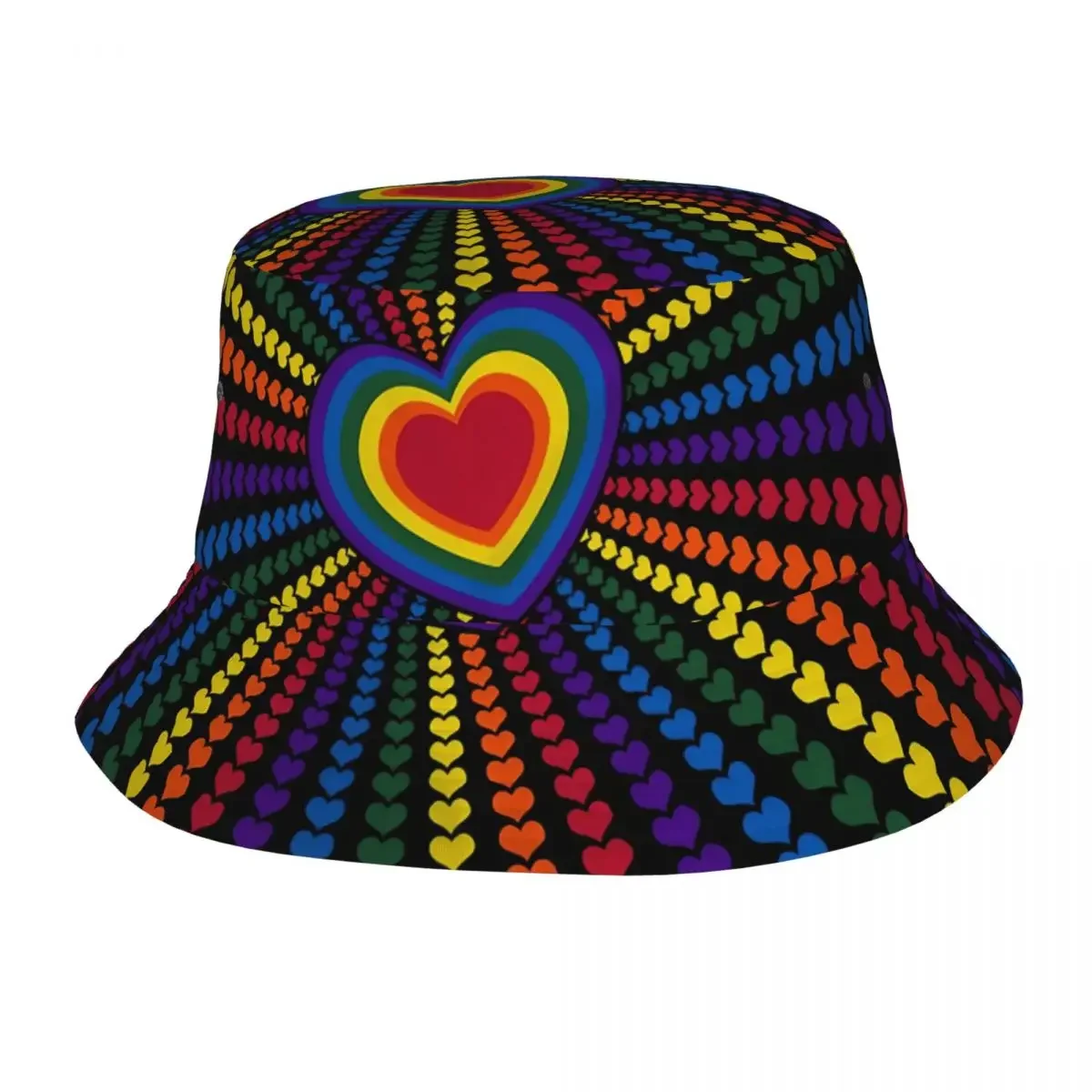 Spring Headwear Rainbow Hearts Stuff Bucket Hat Harajuku Teen Hot Sun Hat Lgbt Yaoi Boy Love Bob Lightweight Fishing Hat Hiking