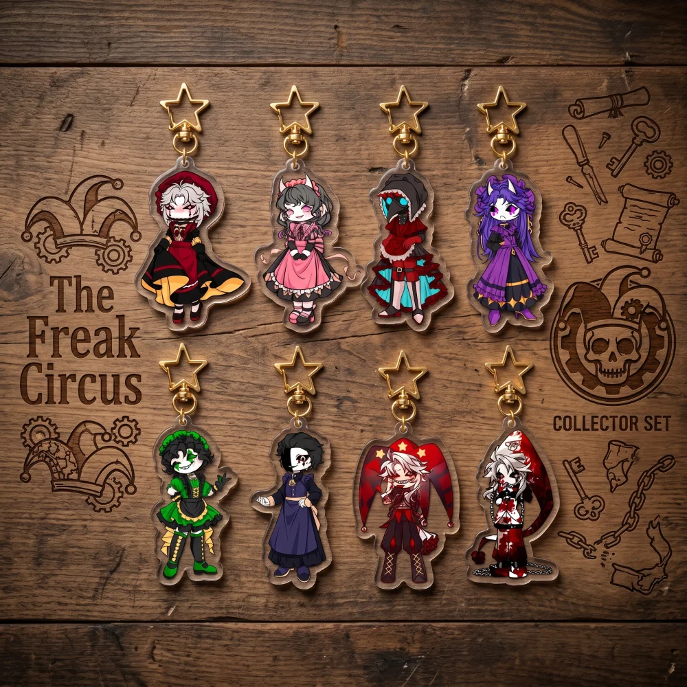 The Freak Circus 6cm Acryl-Schlüsselanhänger Pierrot Harlequin Doppelseitig HD Chibi Maid Kostüm Sternverschluss Otome Game Fan Geschenk