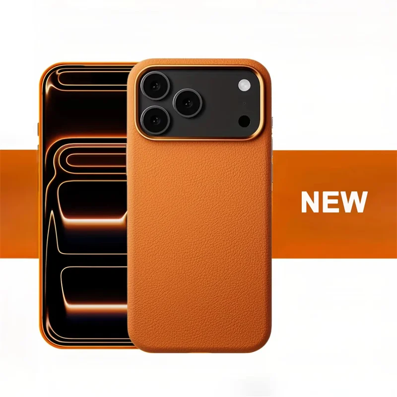 Intelligent AI Integrated Button PU Leather Case for iPhone 17 Pro Max Metal Lens Ultra-thin Original Color Protective Cover