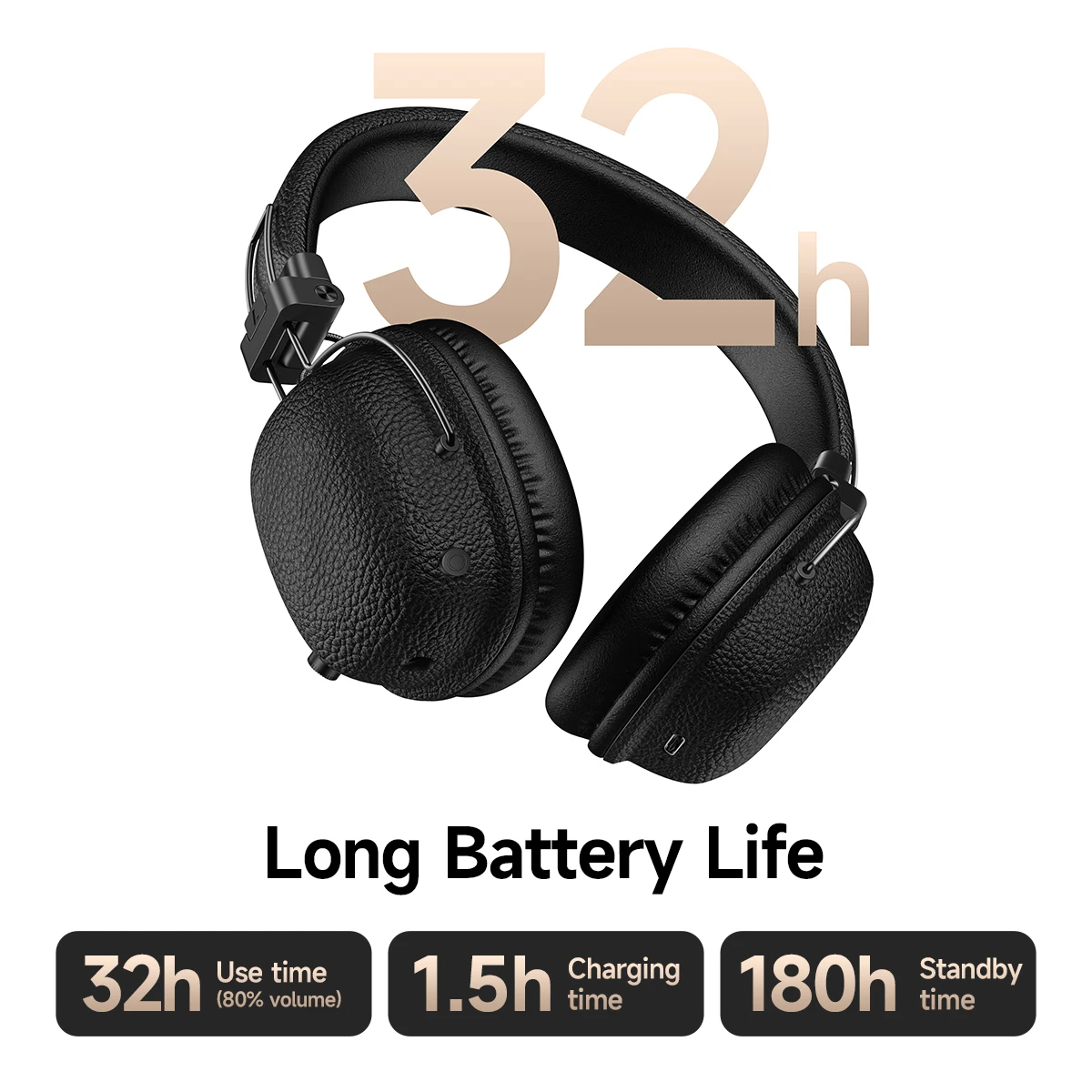 hoco. ワイヤレスヘッドホン ブラック HOCO Over-Ear Bluetooth Headphones Hybrid Active Noise