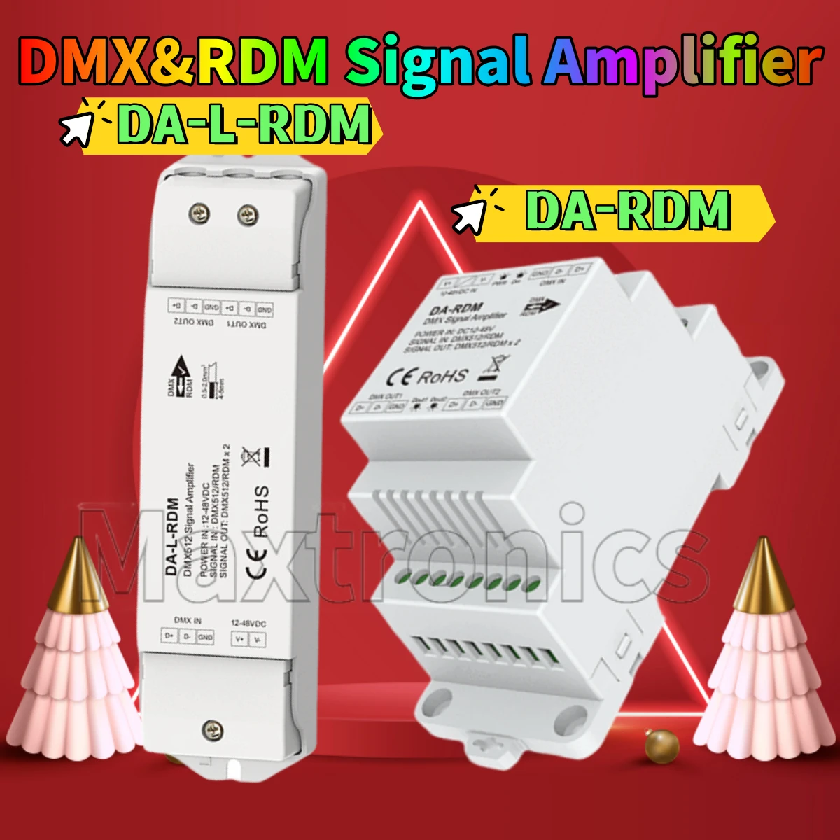 DMX512 Signal Amplifier SKYDANCE 2 Channels DMX&RDM DA-RDM/ DA-L-RDM One DMX512&RDM signal input, two DMX512&RDM Signal DC12-48V