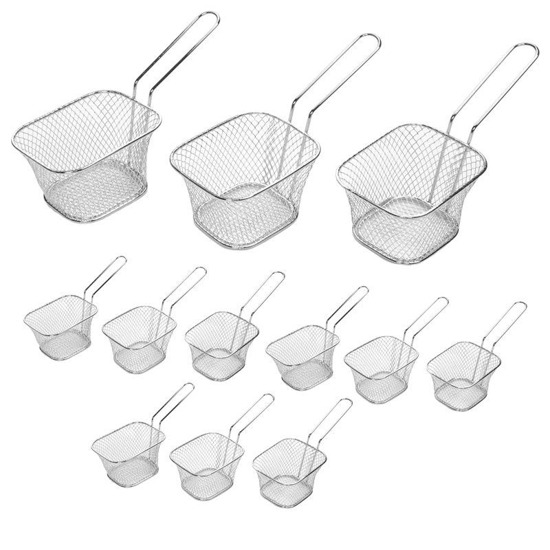 سلة مقلية سلة القلي حامل القلي الفرنسي رقاقة سلة صغيرة سلال الطعام لخدمة حامل البطاطس المقلية القابلة لإعادة الاستخدام المقلاة العميقة للمنزل