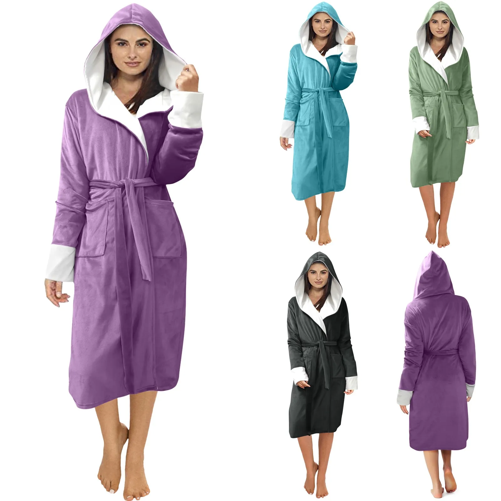 

Women Winter Coat Bathrobe h Lengthened Shawl Bathrobe Home Clothes Long Sleeved Metallic Puffy Coat Zippe Fleece Women