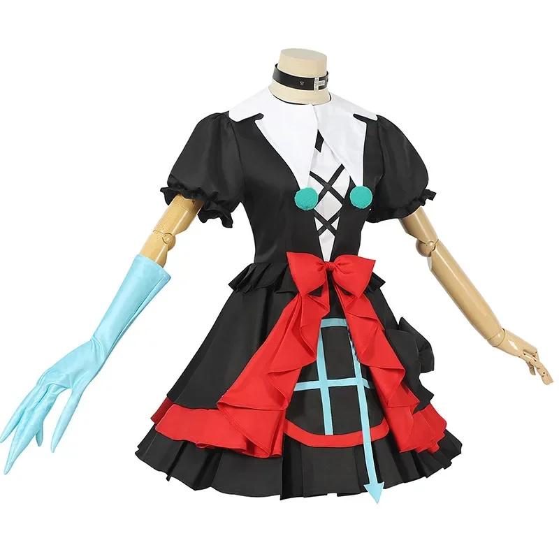 Anime Game EggyParty Cosplay Costume, Muet, Stella, Clown, Lolita, Noir, Rouge, EggParty, Robes, Doux, Femmes, Hommes, Halloween, Noël