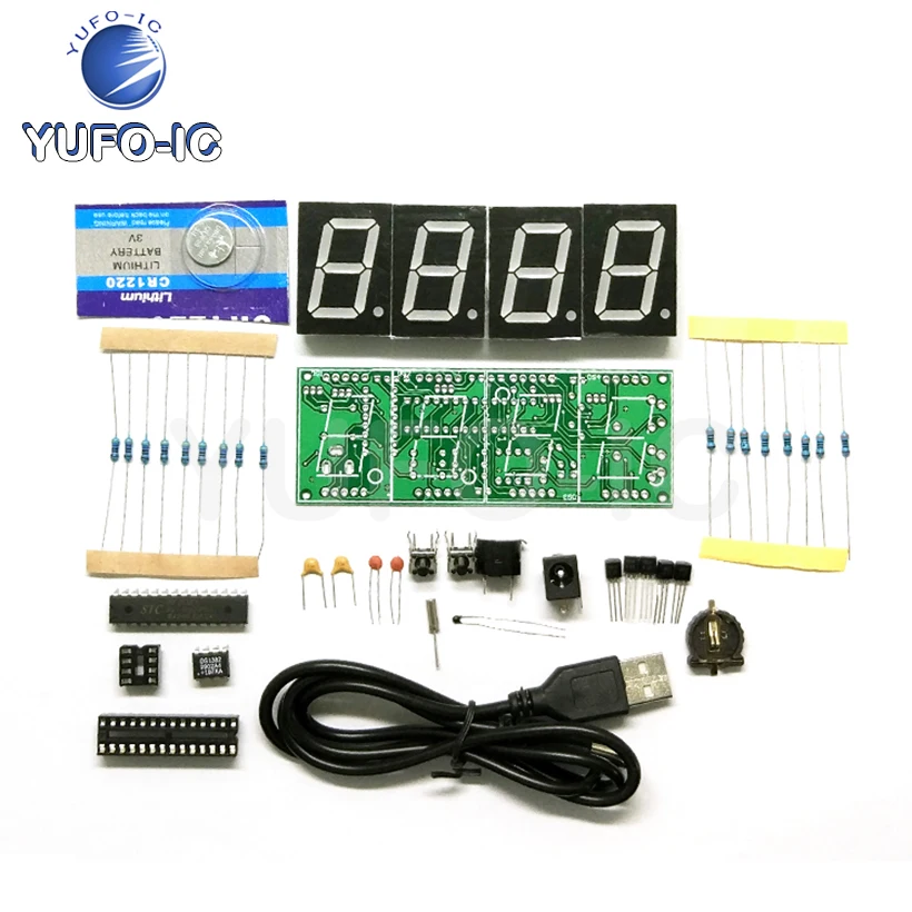 Free Ship 3pcs Electronic Clock Production Suite Four LED Red Parts On A Big Screen