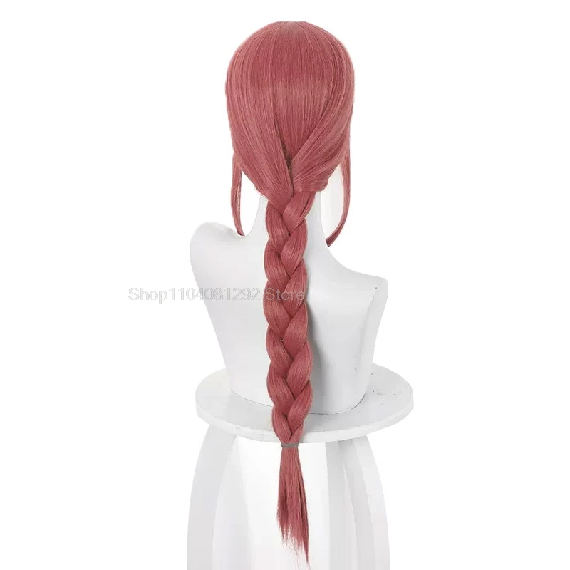 Anime Makima parrucca Cosplay motosega uomo lungo rosa rosso parrucche intrecciate resistente al calore capelli sintetici Halloween Party parrucche del cuoio capelluto