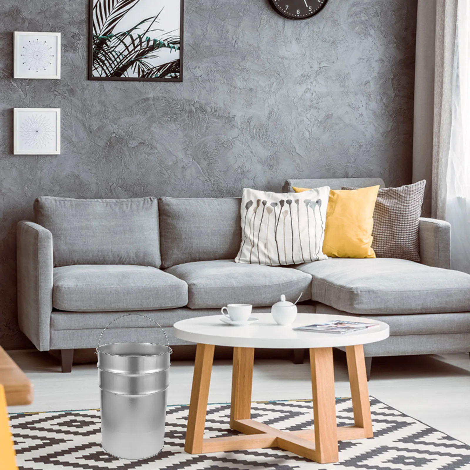 سلة المهملات الخارجية لعلب القمامة، دلاء معدنية خارجية، سلة قمامة للتخزين بمقبض #6