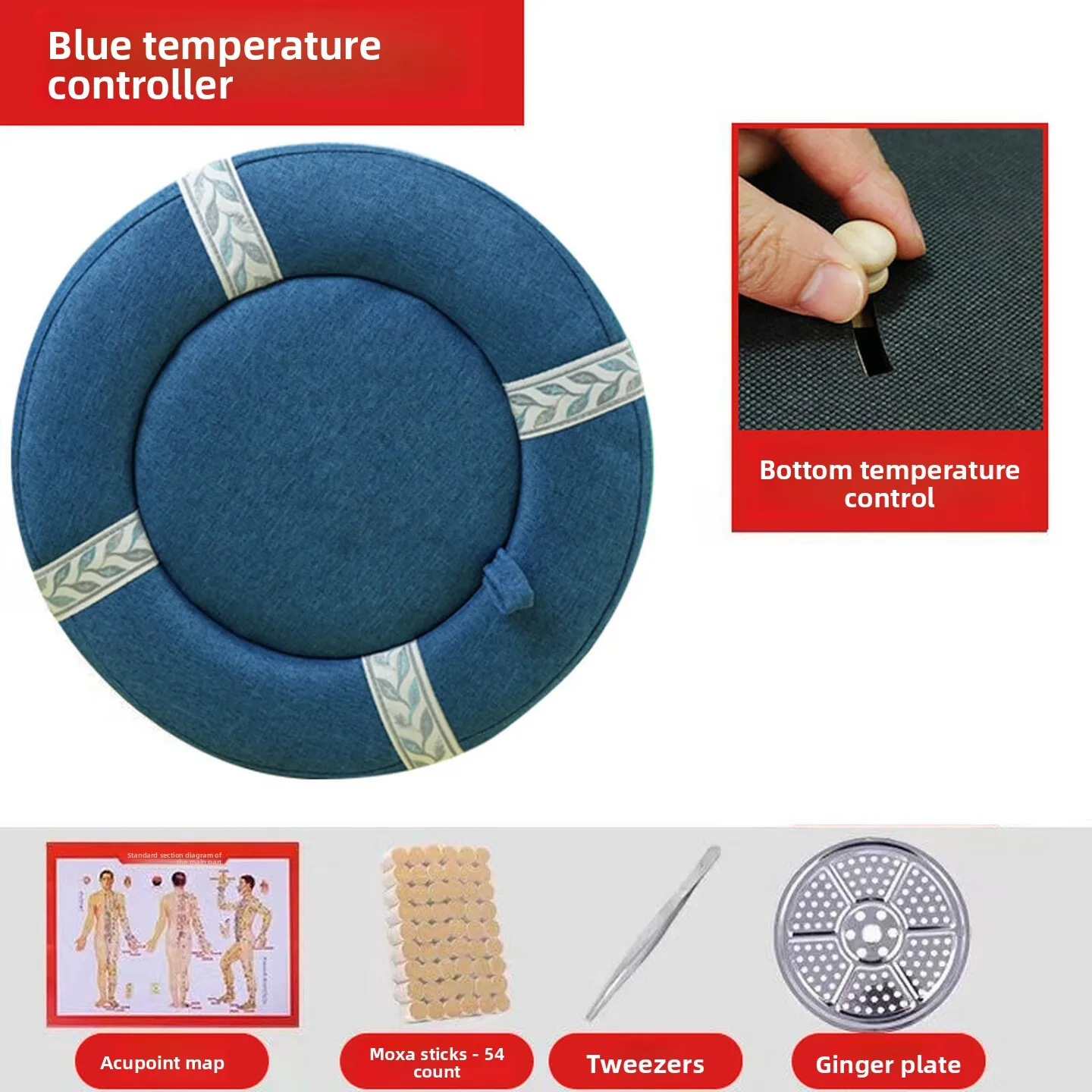 Wooden Moxibustion Stool Open Flame Moxa Seat Cushion with Smoke Filter Vent Temperature Control Reinforced Frame for Home Use