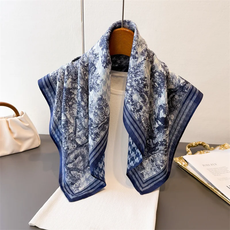 جديد على الوجهين لونين متعرجة منقوشة وشاح رقيقة الحماية من الشمس عالية الجودة شال الرقبة وشاح حريري على الطراز البريطاني