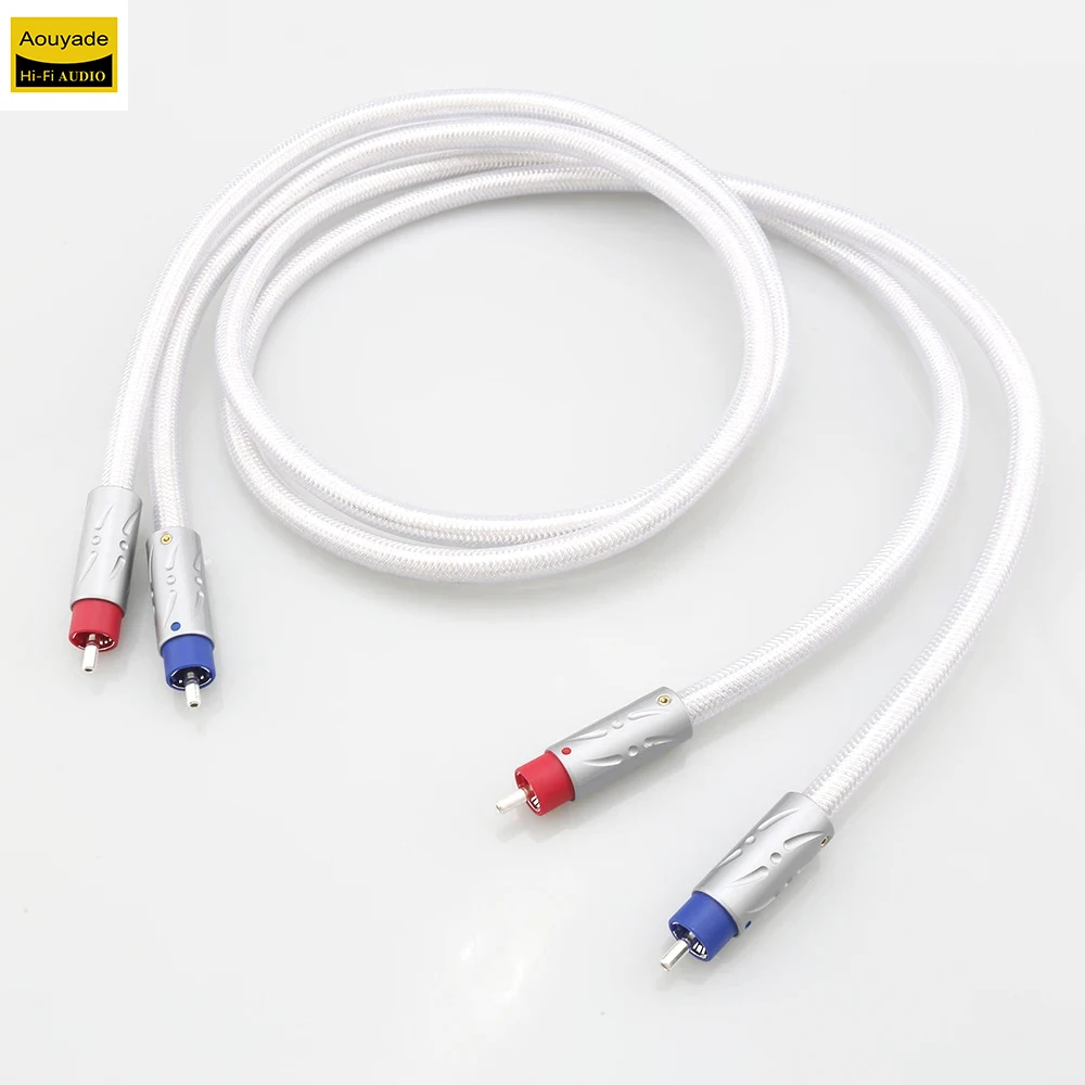 

Aouyade IC102AG Pure Silver RCA Signal Cable Purple Copper Silver Plated Audio Wire HiFi Speaker Amplifier Connection Cable
