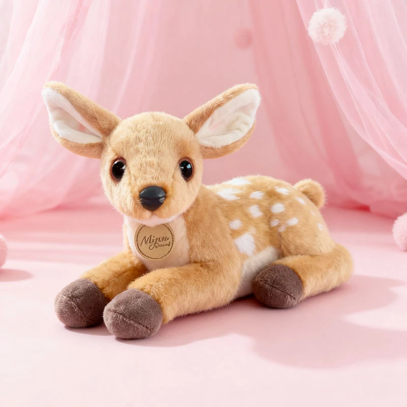 25CM Lying Fawn Plush Toys Soft Stuffed Cartoon Animal Doll Cute Deer Doll For Home Decoration Gifts
