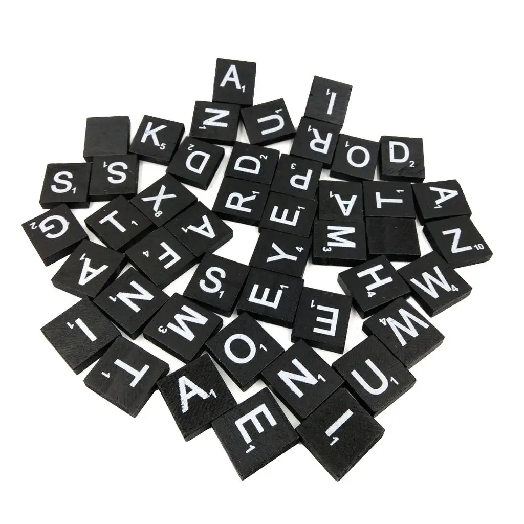 

Wooden Alphabet Tiles Black Letters Number Puzzle Game Pieces for Kids Crafting Toys Classroom