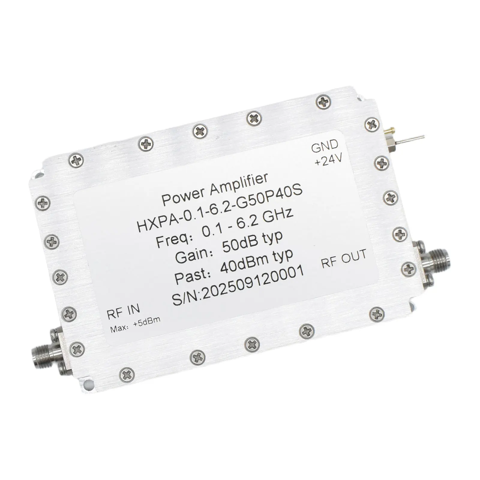 0.1-6.2GHz 10W RF Microwave Power Amplifier 1.6dB Low Noise 50dB High Gain Amplifier with SMA Female Connector