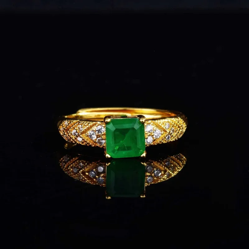 18K gold ring for women Natural 2 carat emerald with diamond jewelry anillos de bizuteria anillos Mujer gemstone rings box gift