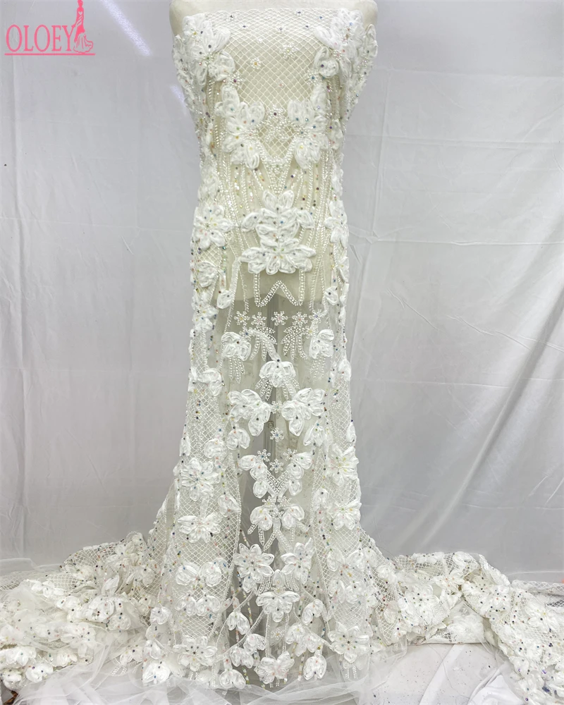 

OLOEY Newest Wedding Dresses Mermaid Sweetheart With 3D Flowers Sheer Back Customized Bride Gown