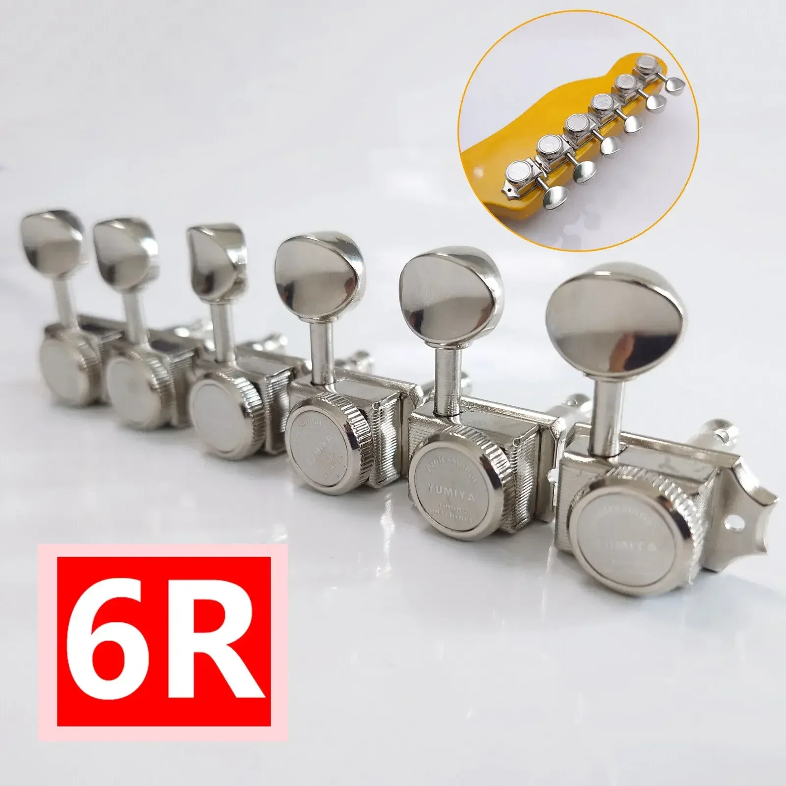 6R Vintage Guitar Locking Tuners for Strat/Tele/LP Guitars - Silver Guitar Tuning Keys, Machine Heads Replacement Parts