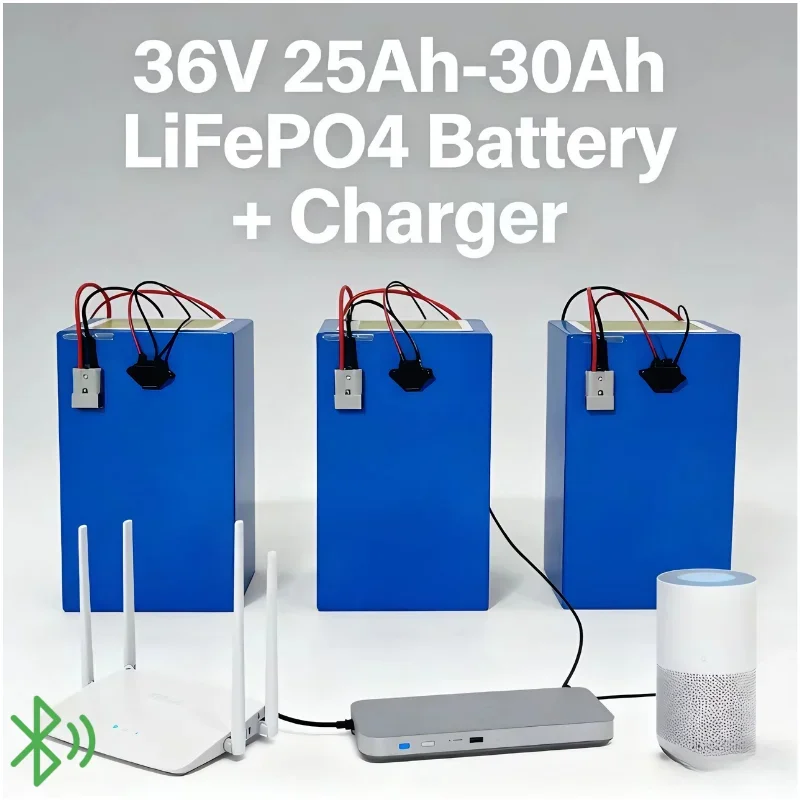 

36V 25Ah-30Ah LiFePO4 Lithium Battery Pack with BMSDEEP CYCLE & LONG-LASTING POWER for 500W/1000W ELECTRIC VEHICLES