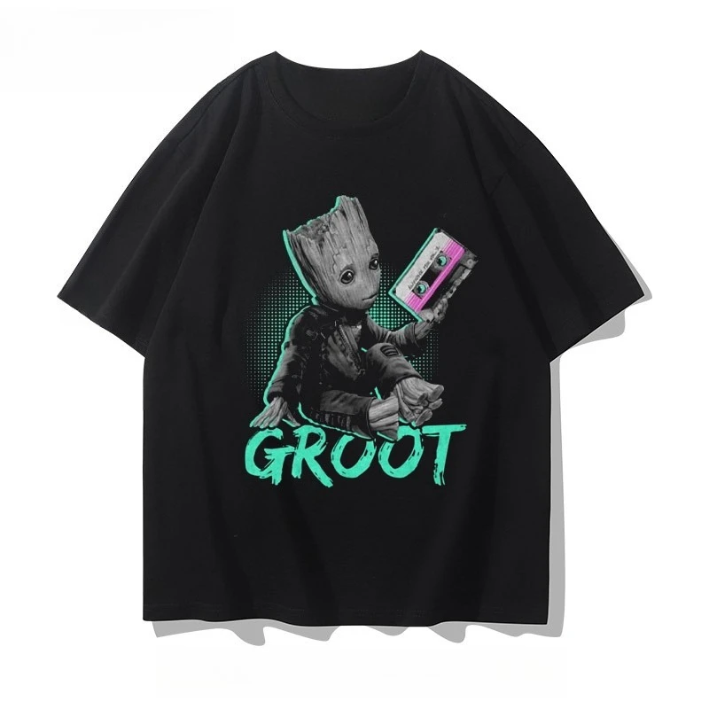 Marvel Guardianes de la Galaxia Camiseta de manga corta Ropa para hombres y mujeres Vestido de verano Cuello redondo Deportes Casual Manga corta