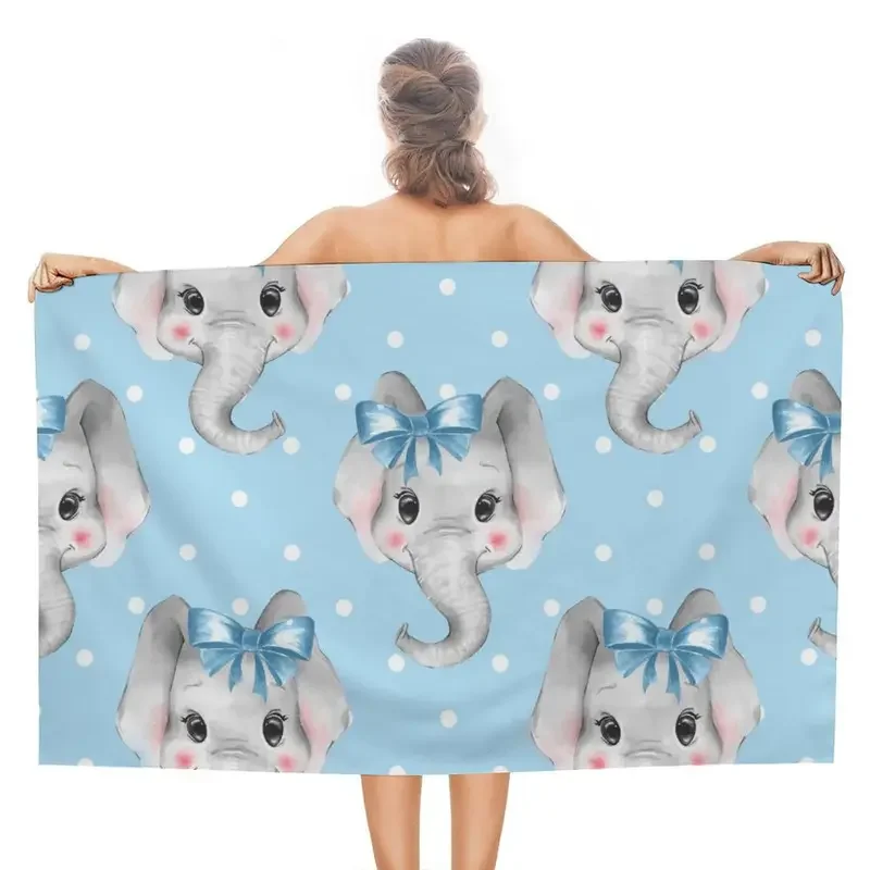 Summer Funny Elephant Bath Towel Lightweight African Wild Animal Beach Towel Travel Swim Pool Yoga Gym Camp Towels for Kid Adult