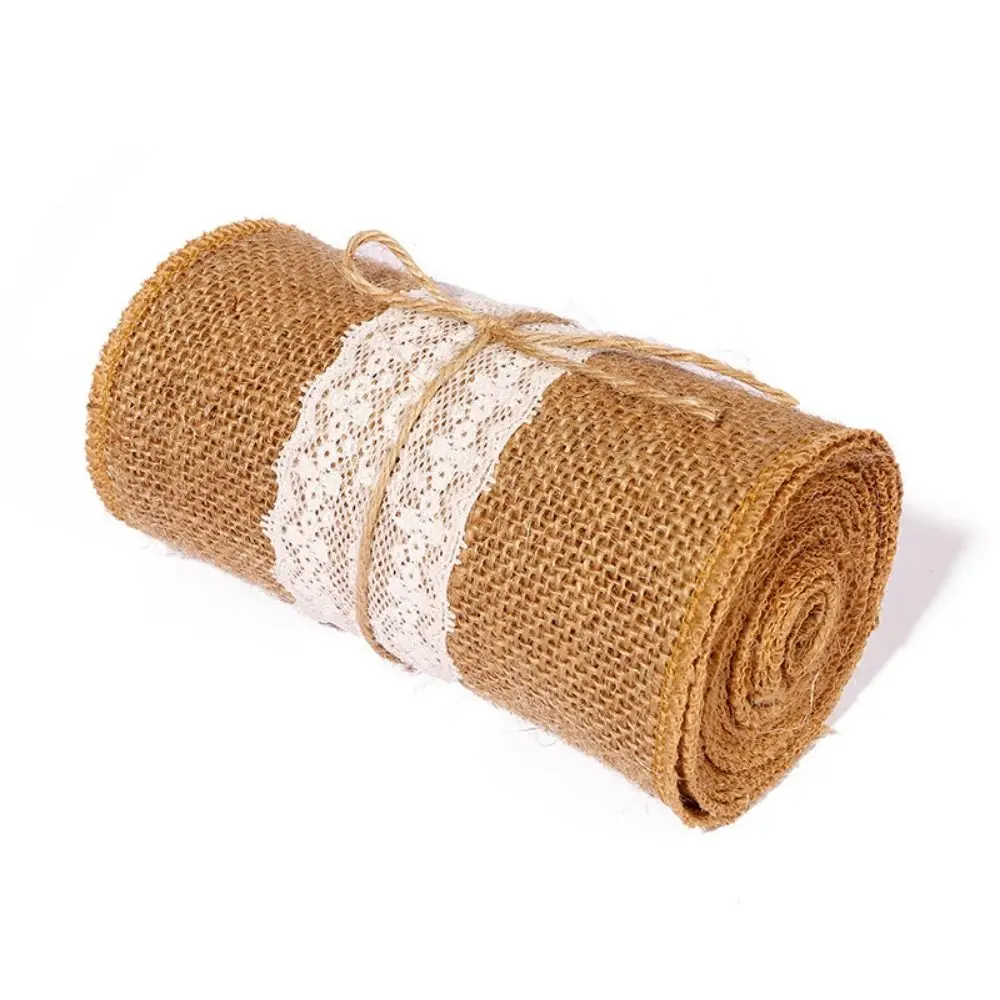 Vintage Burlap Chair Bow Handmade 15cm Lace Cotton Chair Backrest Decorative Classic Linen Chair Back Decoration Party Supplies