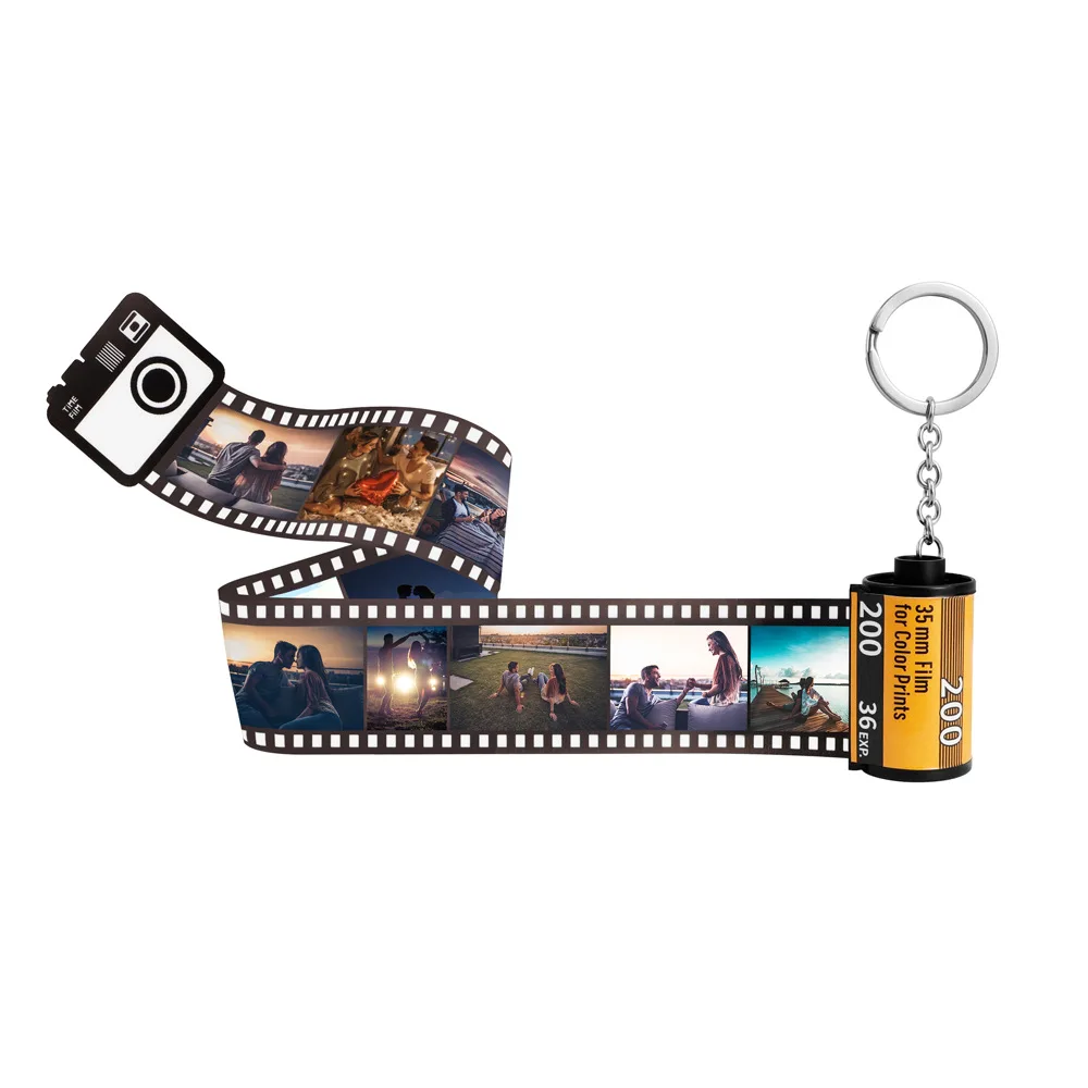 

10pcs Photos Film Roll keychain Couple Gifts DIY Photo Text Albums Cover Keyrings Custom Memorial Valentine's Day Lover Present