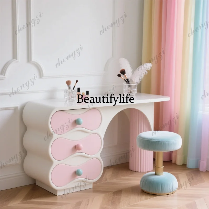 K182 cream style solid wood Makeup vanity modern cute Storage locker chest of drawers Dressing table penteadeira designer