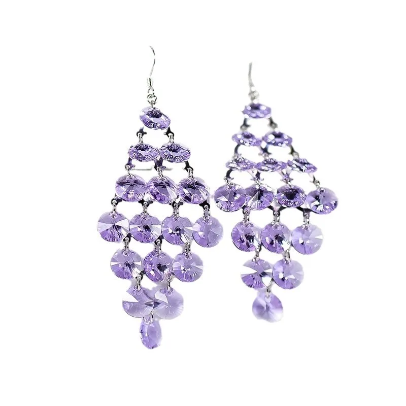 Crystal earrings long water drop fairy style earrings ethnic retro earrings