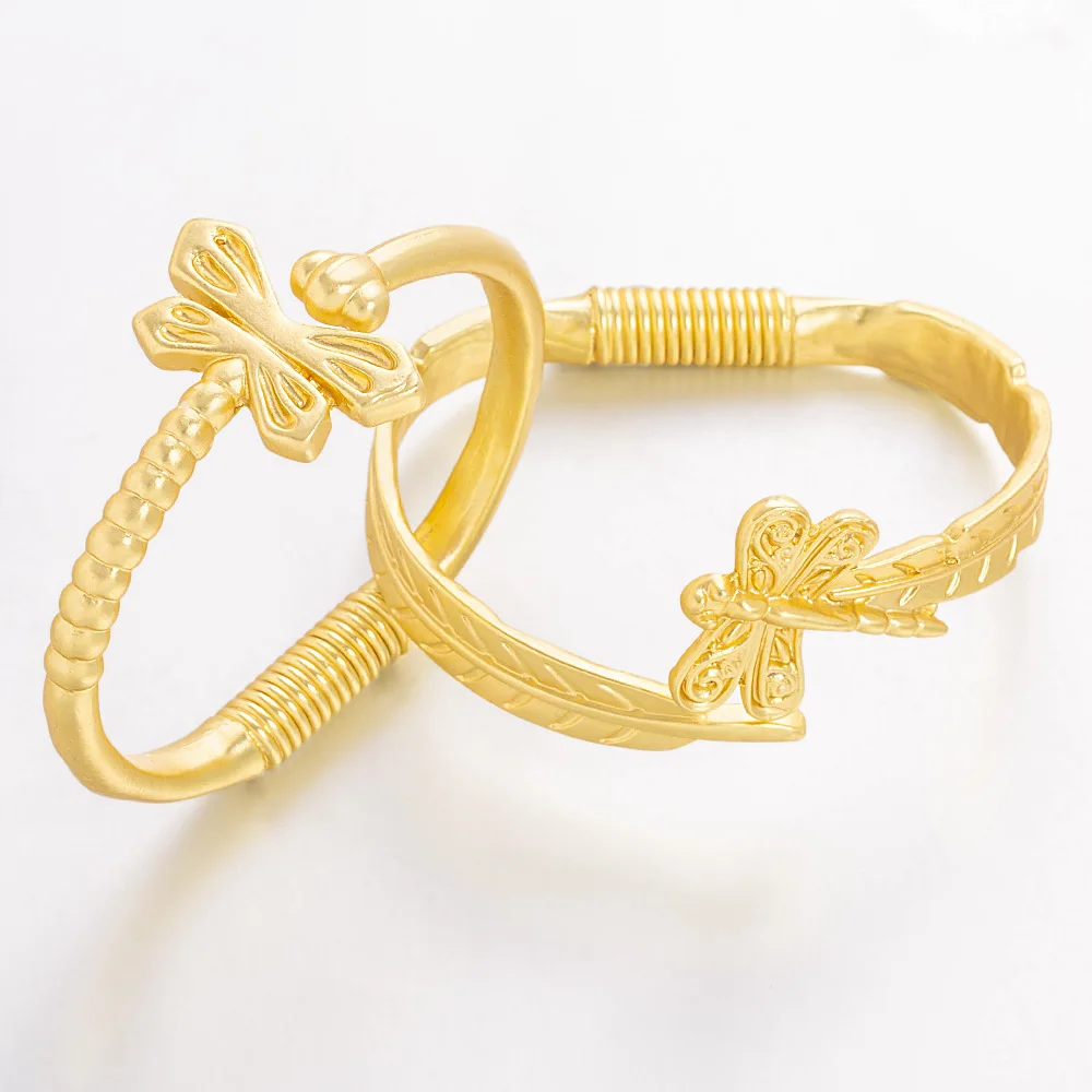 سوار من سبائك الزنك الأكثر مبيعًا بنفسك، إكسسوار سوار ذهبي غير لامع مفتوح الراقية