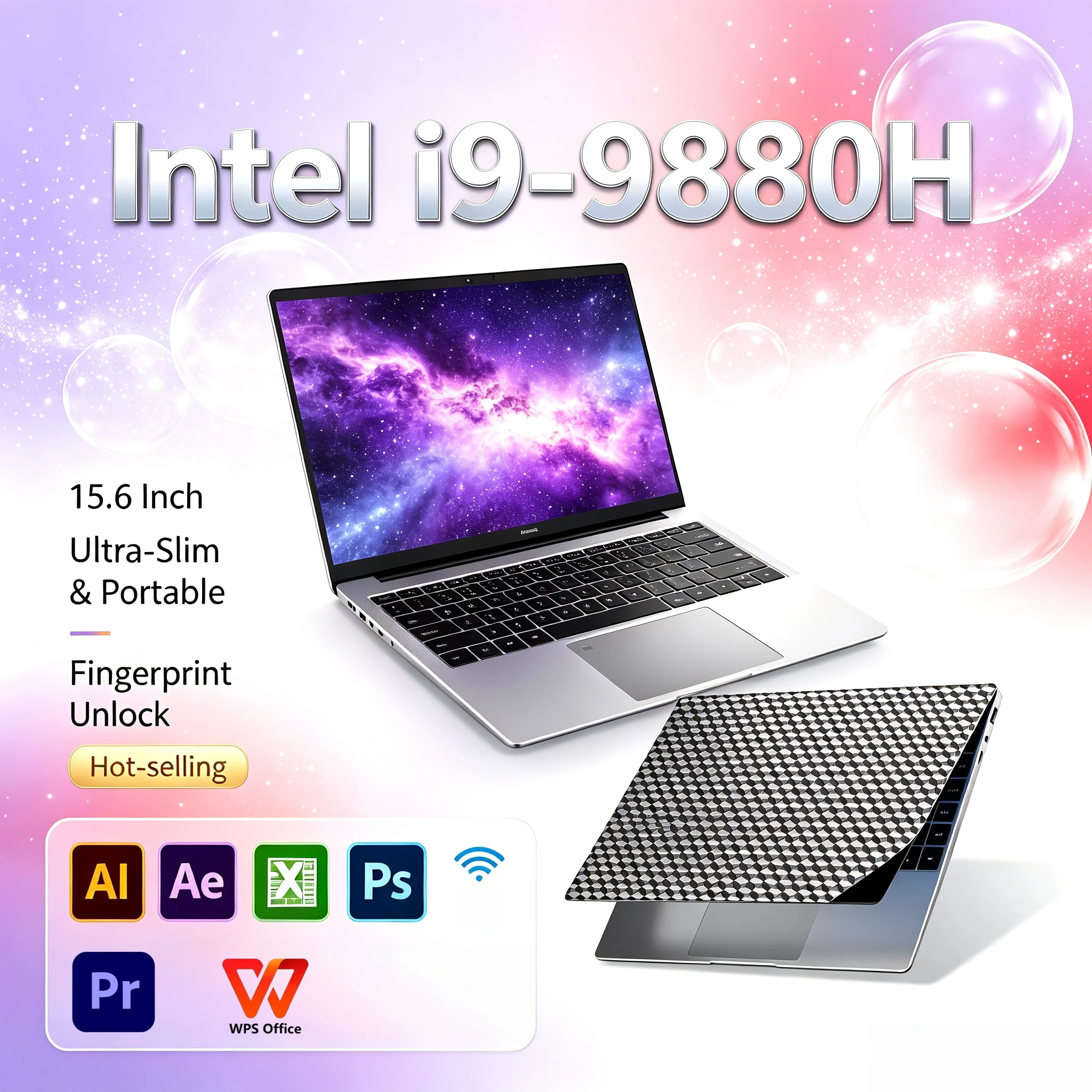 15.6 Inch Intel i9 9880H Gaming Laptop 8C 16T 2.3GHz 4.8GHz Turbo Fingerprint Backlit Keyboard Ultra Slim High Performance Unit