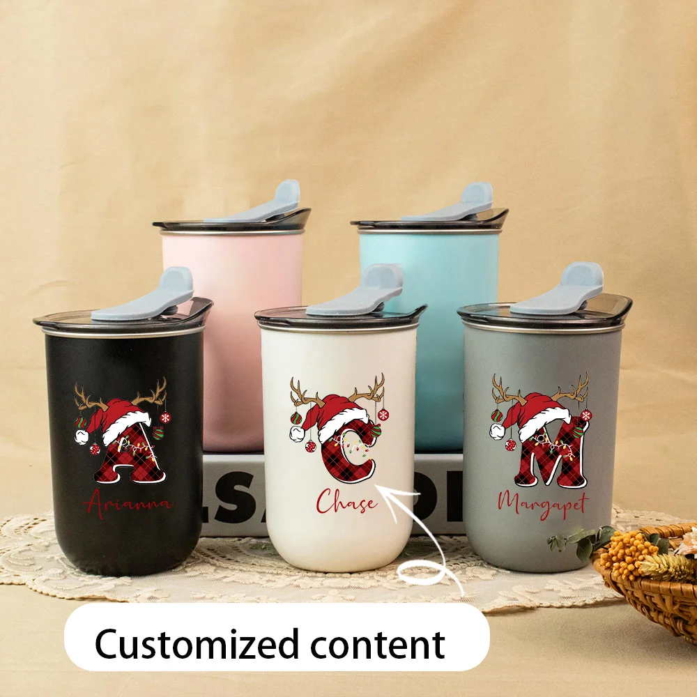 2026 New Christmas Monogram Mini Tumbler, Custom Name Santa Hat Antler Travel Cup, Holiday Party Favor Gift for Family.