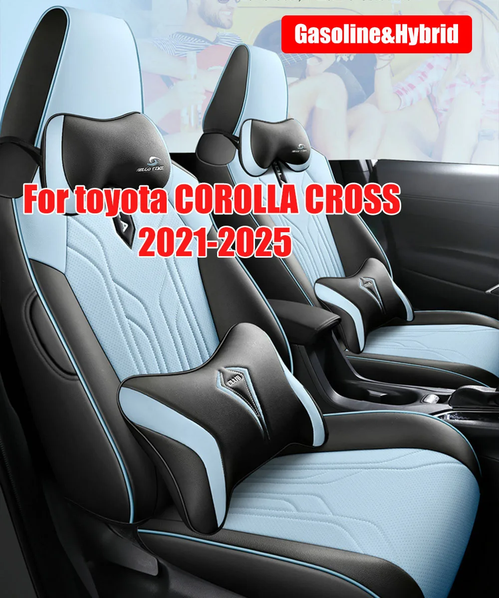 Seat Cover For toyota COROLLA CROSS Hybrid 2025-2021，Nappa Leather Front Rear Car Seat Cushion Armrest Cover Interior Decoration