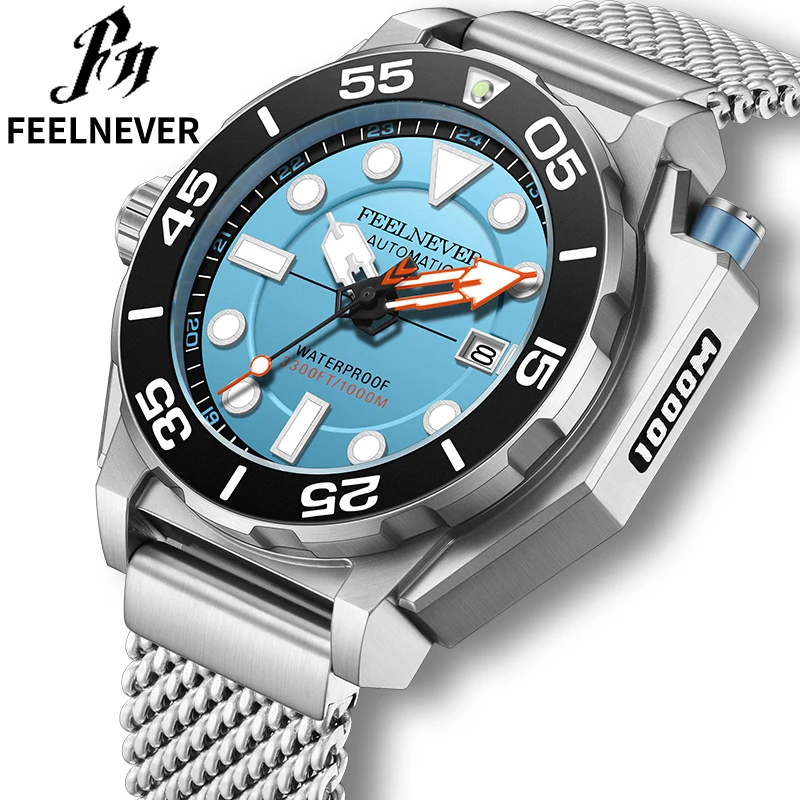 LIGE Brand FeelNever Profession Mechanical Watch Automatic Movement Casual Sports 1000M Waterproof Luminous Watches for Men NH35