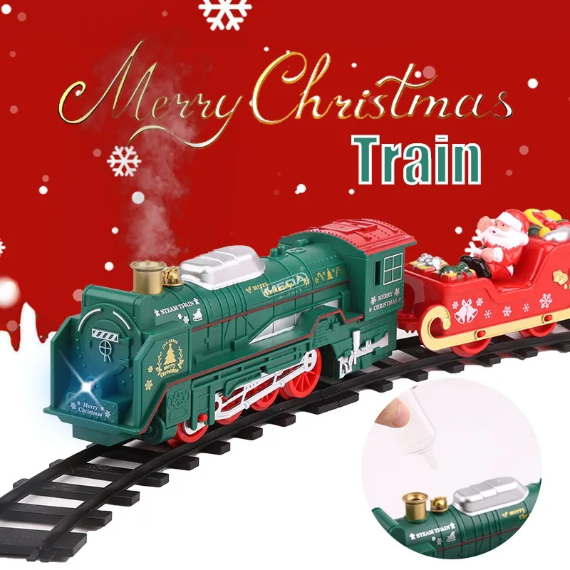 Classic O/B Track Electric Subway Toys for Christmas Tree ﻿Christmas Decoration Railway Train with Sound/Light/Santa Claus