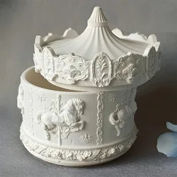 Candle Jar Resin Mold Carousel Silicone Molds With Lids Epoxy Resin Casting Molds For DIY Jewelry Storage Box Organizer
